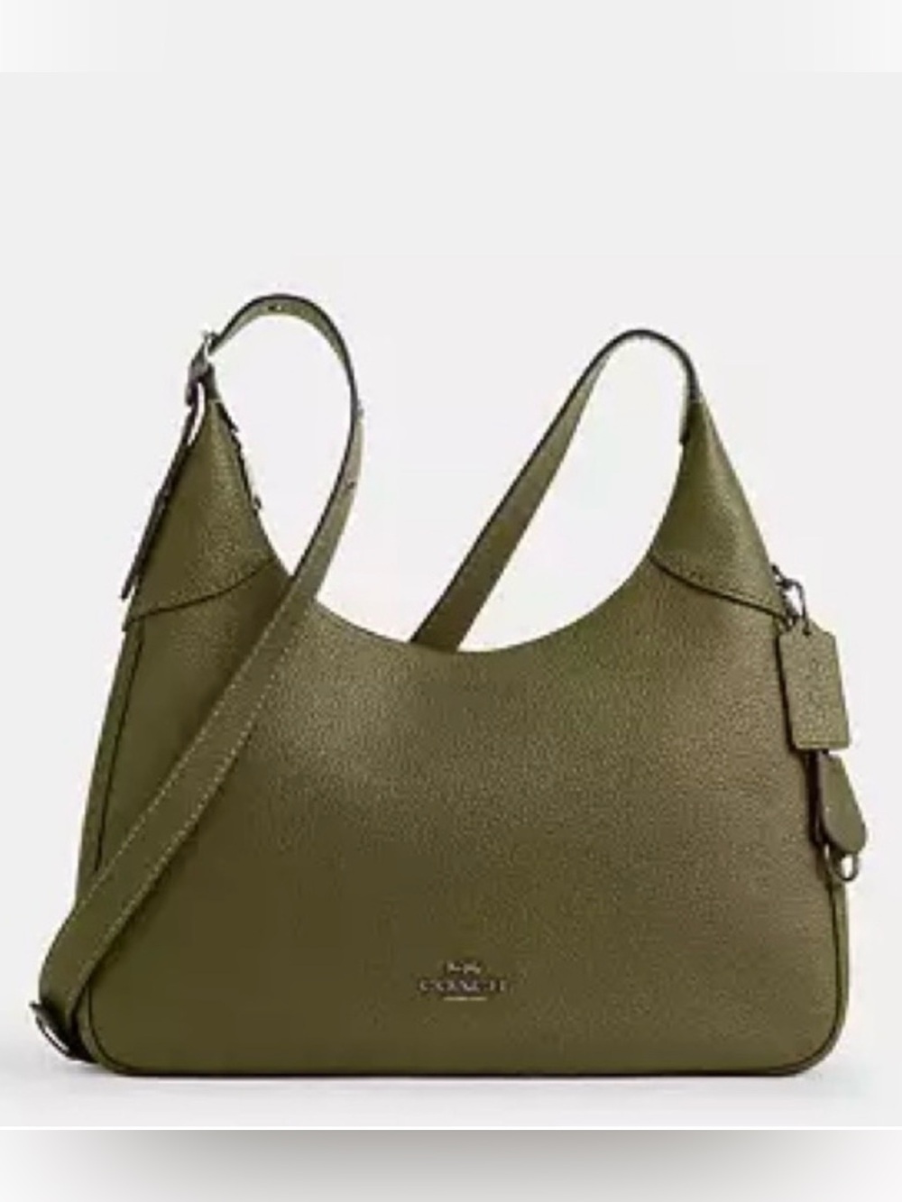 NWT Coach Ella Olive Green Pebbled Leather Shoulder Bag